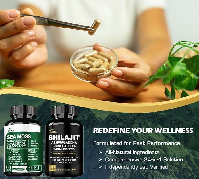 DLNIA Shilajit & Sea Moss Vitality Bundle – 90 Capsules per Bottle - Image 8