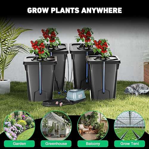 YIFOR 4 Buckets DWC Hydroponics Growing System with Top Drip Kit 7 Gallon Deep Water Culture Bucket System with Air Pump, Air Stone, Air Hose, Recirculating Drip Garden System - Image 8