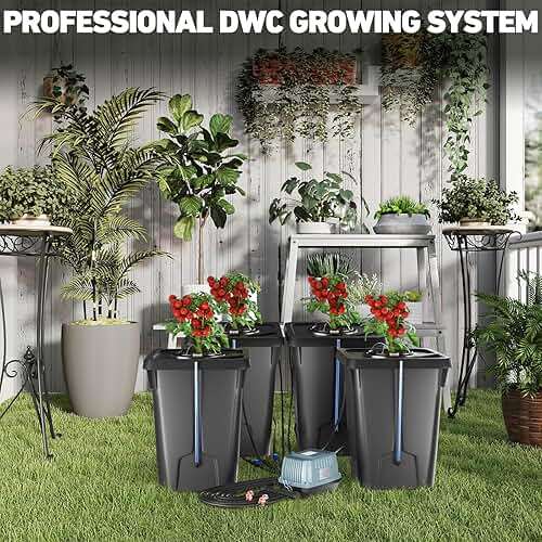 YIFOR 4 Buckets DWC Hydroponics Growing System with Top Drip Kit 7 Gallon Deep Water Culture Bucket System with Air Pump, Air Stone, Air Hose, Recirculating Drip Garden System - Image 9