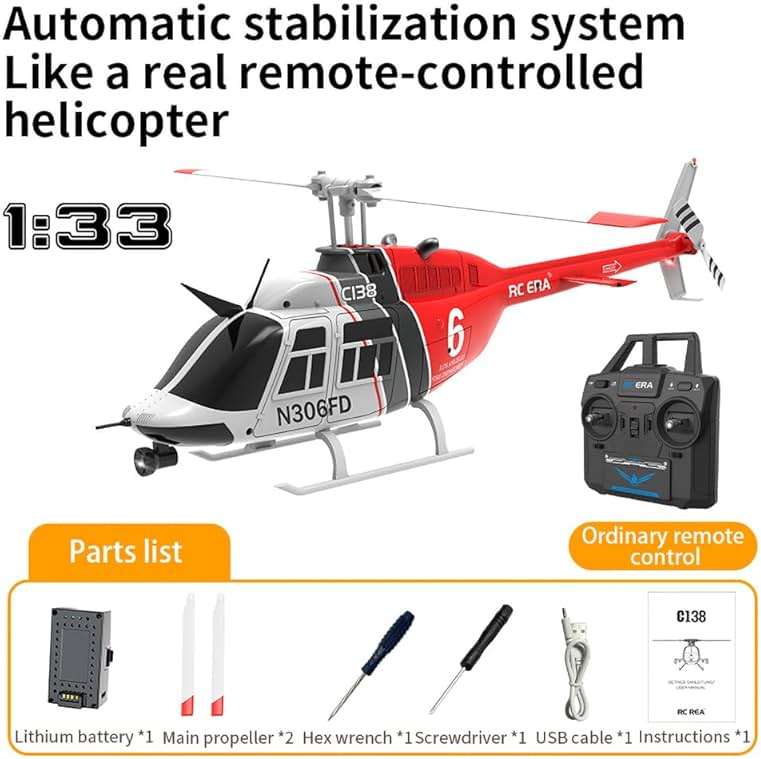 FLYCOLOR C138 RC Helicopter 2.4G 6CH 6-Axis Gyro Altitude Hold 1/33 Remote Control Plane Ready to Fly RTF(RED-White) - Image 7