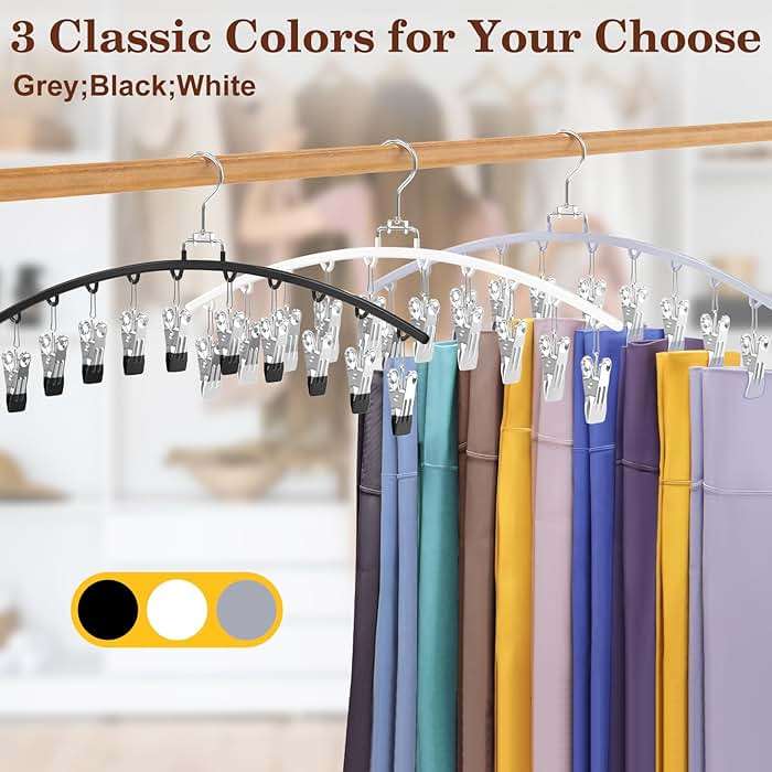 2 Pack Legging Organizer for Closet 360° Swivel, Metal Gym Clothes Organizer w/20 Clips Holds 20 Leggings, Hangers Space Saving, Closet Organizers and Storage, Dorm Room Organization Essentials, Black - Image 5