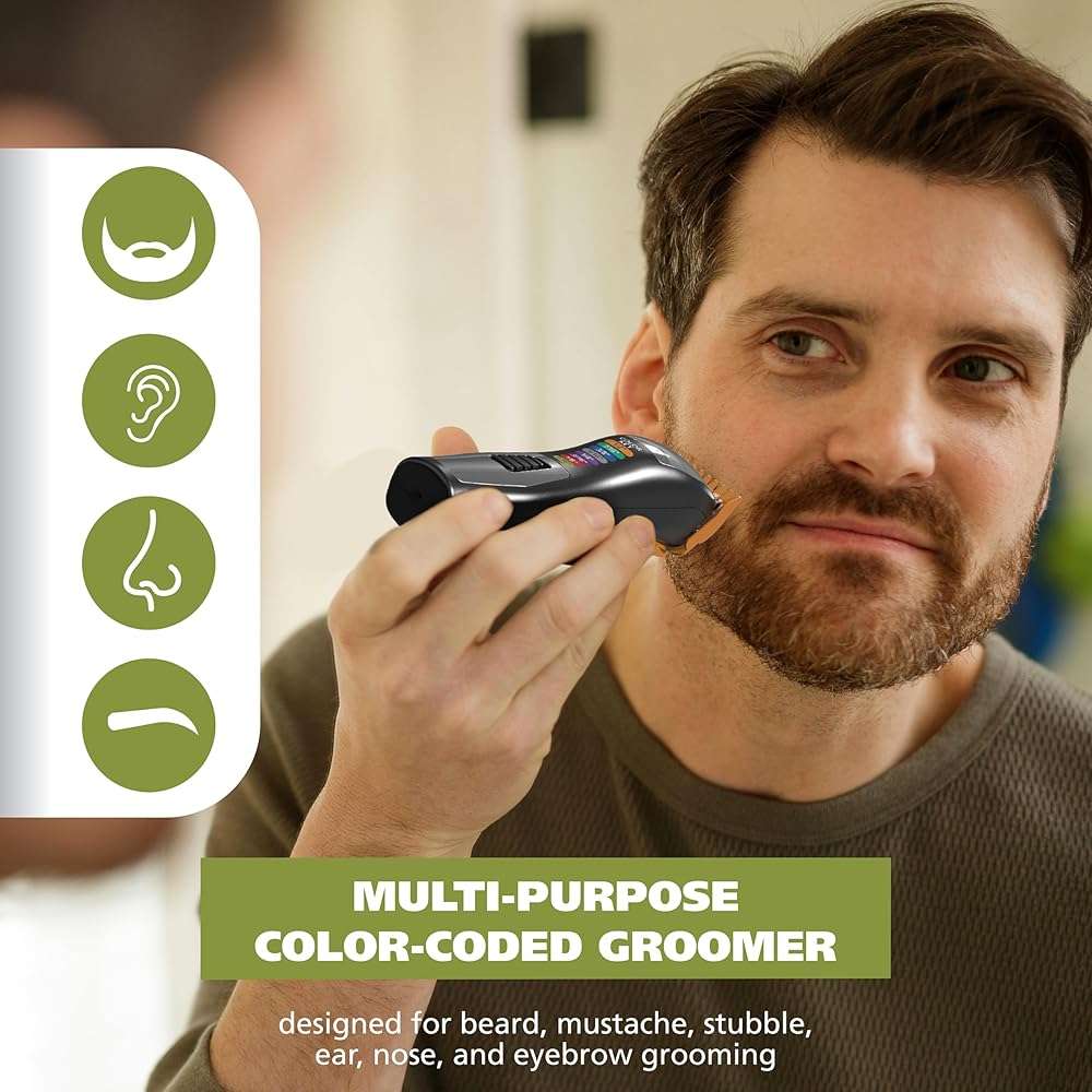 Wahl Color Pro All in One Rechargeable Cordless Color Coded Beard Trimmer with Detail Eyebrow Trimmer and Rotary Nose Hair Trimmer for Men- Model 3025945 - Image 4