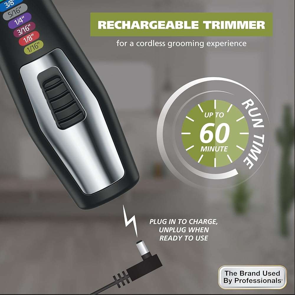 Wahl Color Pro All in One Rechargeable Cordless Color Coded Beard Trimmer with Detail Eyebrow Trimmer and Rotary Nose Hair Trimmer for Men- Model 3025945 - Image 8