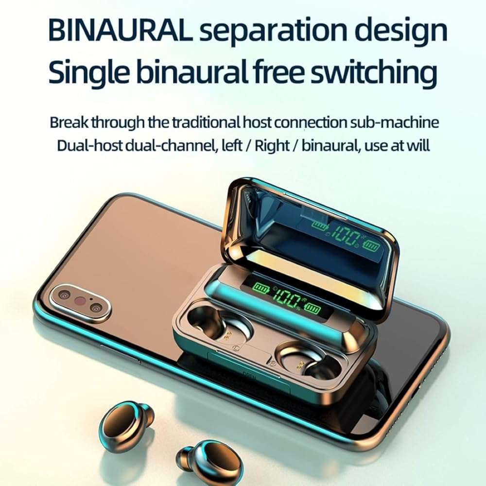 MOYAWSDGN Wireless Earphones, Wireless Earbuds, HiFi Stereo, Bluetooth 5.3 Touch Control Noise Rduction Headphones, Mini Eear Buds Mic in-Ear Headphones IP7 Waterproof Led Display for Smartphone - Image 4