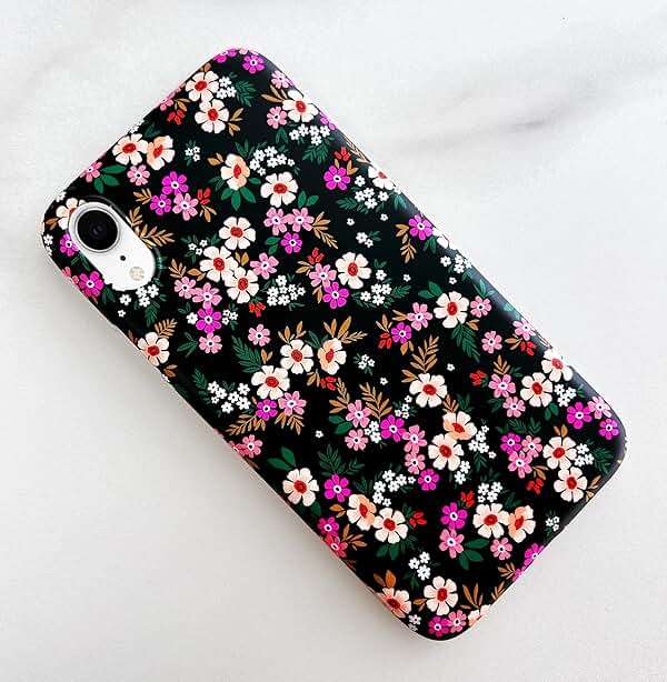 Qokey for iPhone XR Case 6.1",Cute Floral Design for Girls Women Matte Pattern Soft Bumper Lightweight Anti-Scratch Slim Fit TPU Shockproof Phone Cover for iPhone XR 6.1",Rose&Pink Garden Flowers - Image 6