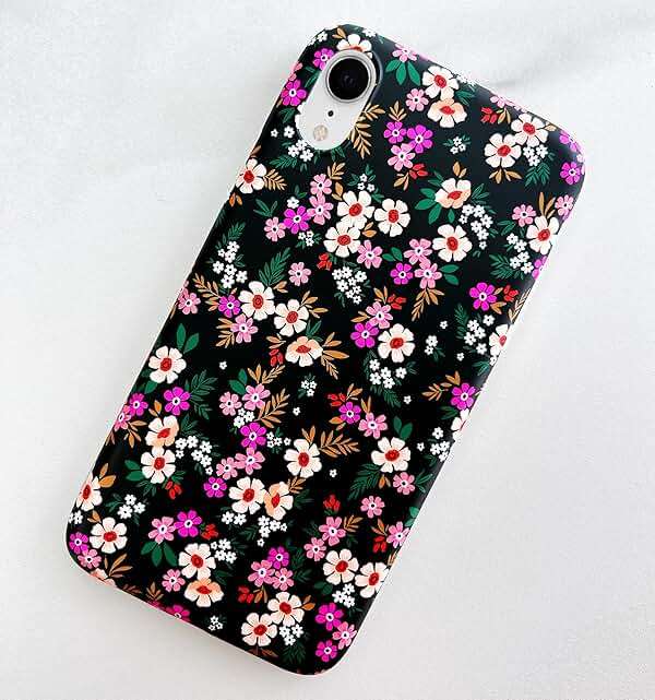 Qokey for iPhone XR Case 6.1",Cute Floral Design for Girls Women Matte Pattern Soft Bumper Lightweight Anti-Scratch Slim Fit TPU Shockproof Phone Cover for iPhone XR 6.1",Rose&Pink Garden Flowers - Image 7