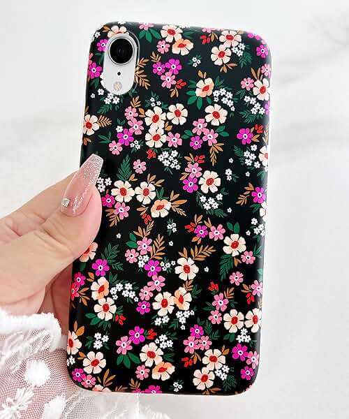Qokey for iPhone XR Case 6.1",Cute Floral Design for Girls Women Matte Pattern Soft Bumper Lightweight Anti-Scratch Slim Fit TPU Shockproof Phone Cover for iPhone XR 6.1",Rose&Pink Garden Flowers - Image 8