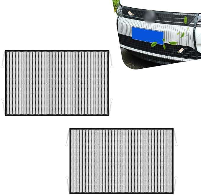 Dawfall Car Grille Engine Net with Straps, 41.33In x 31.49In Vehicle Front Grill Air Intake Dustproof Net, Hooks Design, Universal Durable Automotive Protection Accessories (Black) - Image 1