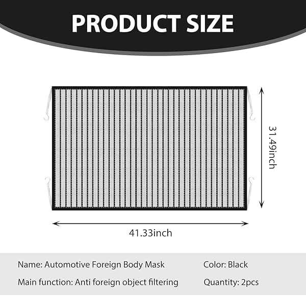 Dawfall Car Grille Engine Net with Straps, 41.33In x 31.49In Vehicle Front Grill Air Intake Dustproof Net, Hooks Design, Universal Durable Automotive Protection Accessories (Black) - Image 2