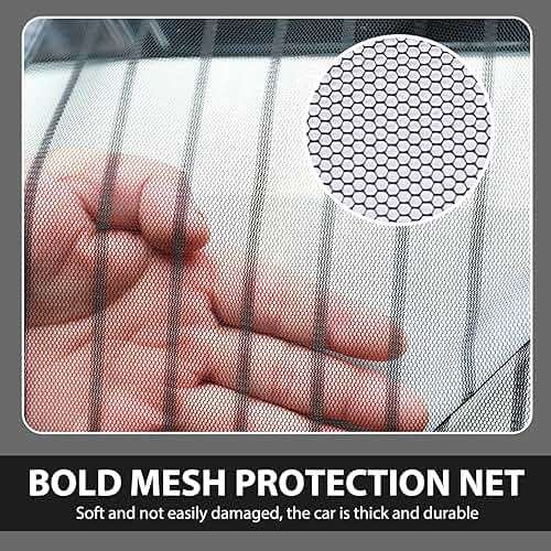 Dawfall Car Grille Engine Net with Straps, 41.33In x 31.49In Vehicle Front Grill Air Intake Dustproof Net, Hooks Design, Universal Durable Automotive Protection Accessories (Black) - Image 3
