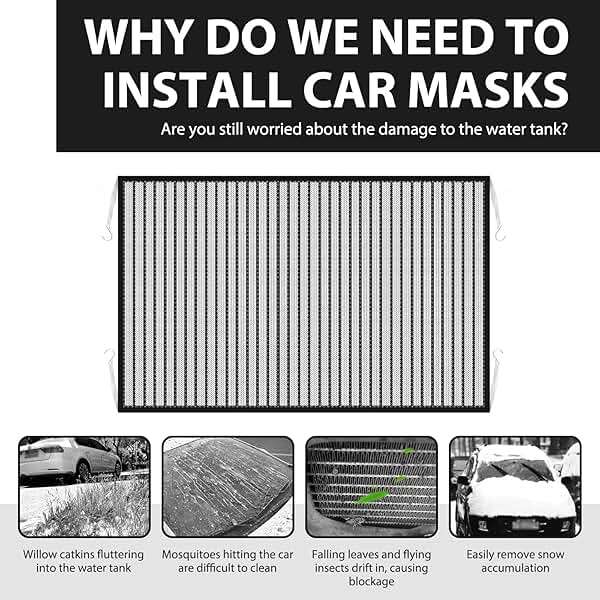 Dawfall Car Grille Engine Net with Straps, 41.33In x 31.49In Vehicle Front Grill Air Intake Dustproof Net, Hooks Design, Universal Durable Automotive Protection Accessories (Black) - Image 6