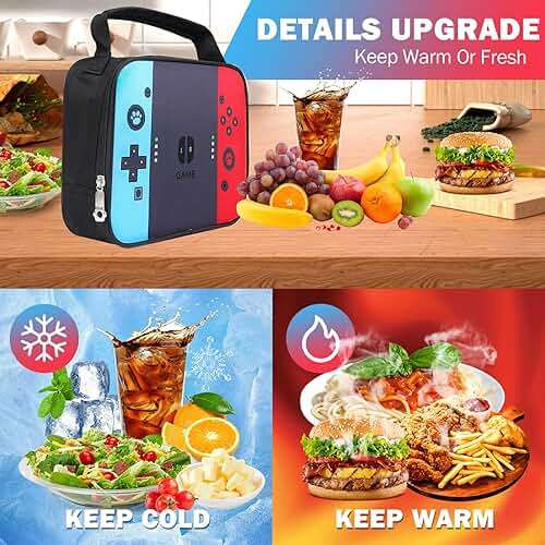 EINSZ Backpack For Boys Bookbag with Lunch Box Game Backpack for Kids Junior High School Primary School Boys Back pack(Red&blue-set) - Image 3