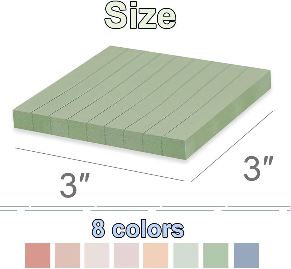 (16 Pack) Lined Sticky Notes 3x3 in Ruled Stickies Super Sticking Power Memo Pads Vintage Colors, Post on Windows Doors,Recyclable,Easy to Write on - Image 3