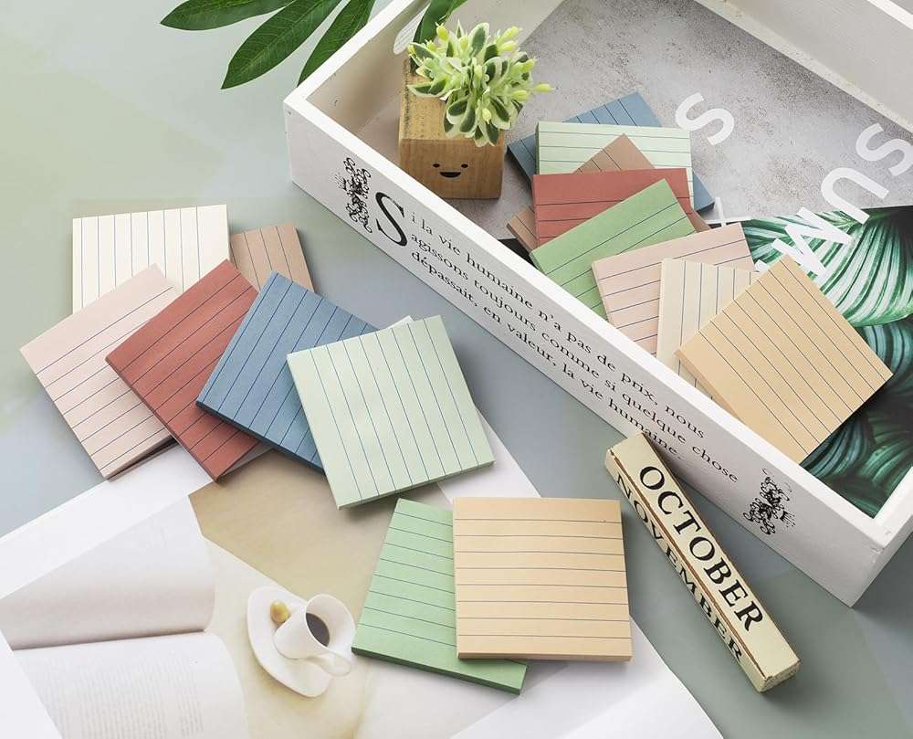 (16 Pack) Lined Sticky Notes 3x3 in Ruled Stickies Super Sticking Power Memo Pads Vintage Colors, Post on Windows Doors,Recyclable,Easy to Write on - Image 5