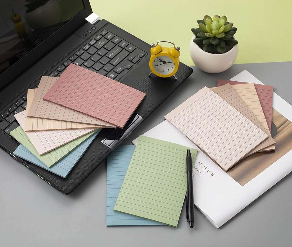 (12 Pack) Lined Sticky Notes 4x6 in,Large Notepads with Lines,Ruled Stickies Super Sticking Power,Office School Memo Note Pads Vintage Colors,Post on Windows Doors,Recyclable,Easy to Write on - Image 2