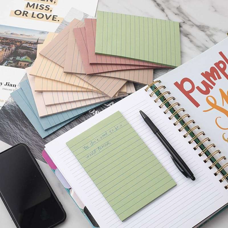 (12 Pack) Lined Sticky Notes 4x6 in,Large Notepads with Lines,Ruled Stickies Super Sticking Power,Office School Memo Note Pads Vintage Colors,Post on Windows Doors,Recyclable,Easy to Write on - Image 5
