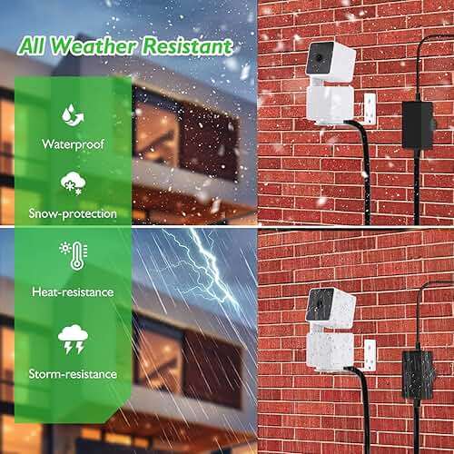 Uogw 50Ft/15m Outdoor Power Adapter Compatible with Wyze Cam V4,Duo Cam Pan,WYZE Pan V4/V3/V2/OG,Cam V3,Long Flat Extension Cable Replace for Plug,IP67 Waterproof Power Cable - Black - Image 4