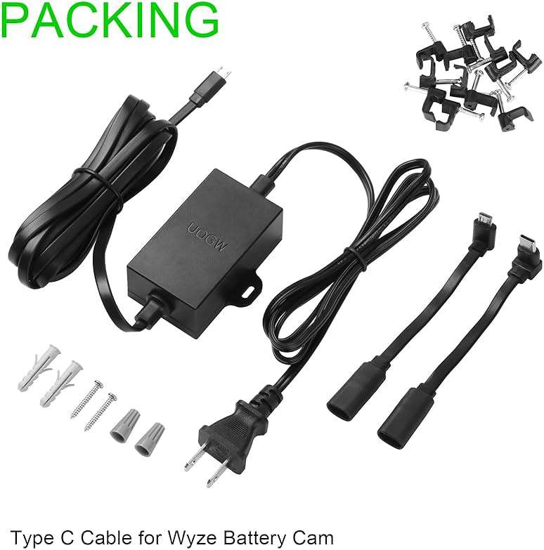 Uogw 50Ft/15m Outdoor Power Adapter Compatible with Wyze Cam V4,Duo Cam Pan,WYZE Pan V4/V3/V2/OG,Cam V3,Long Flat Extension Cable Replace for Plug,IP67 Waterproof Power Cable - Black - Image 9