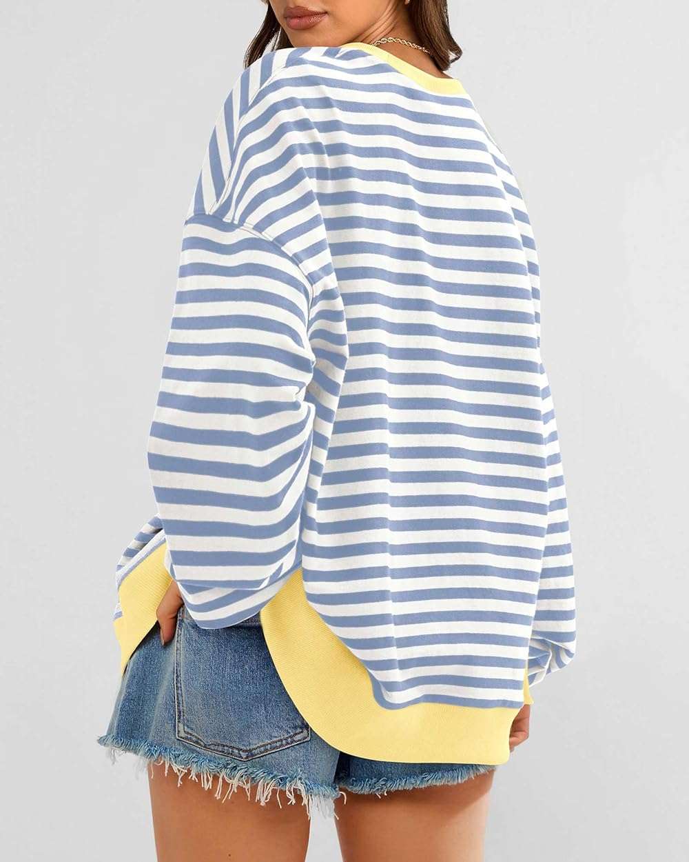 BTFBM Sweatshirt For Women 2026 Summer Crewneck Long Sleeve Oversized Striped Pullover Tops Y2K Clothes Workout Shirt - Image 2