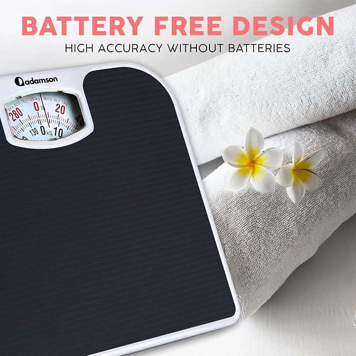 Adamson A21 Analog Scales for Body Weight - Up to 300 LB - New - Anti-Skid Rubber Surface + Large Numbers - Analog Bathroom Scale - Affordable - Durable with 20-Year Assurance - Black - Image 5