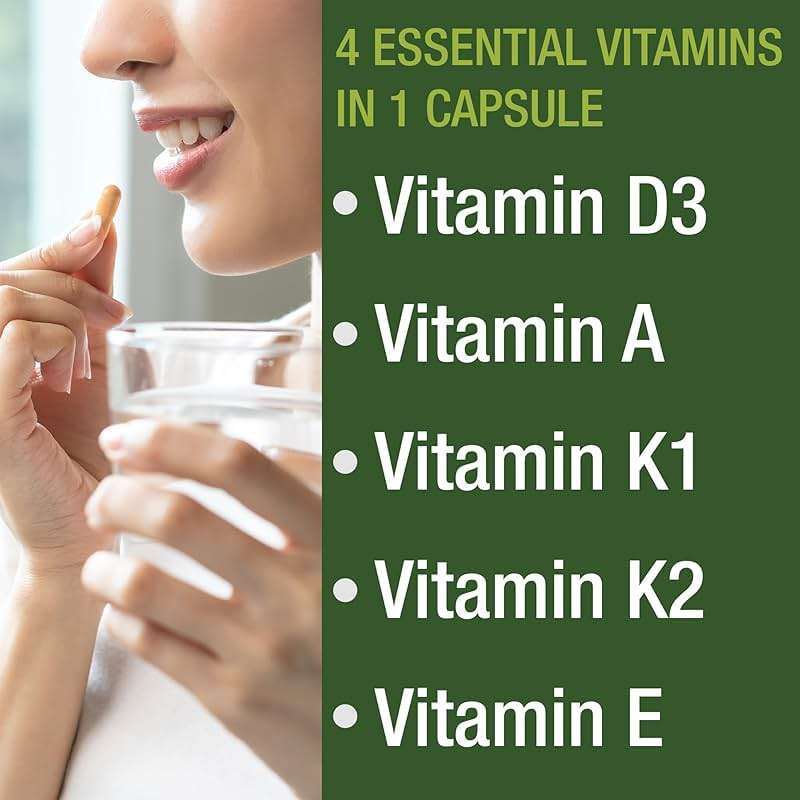 Peak Performance Vitamins D 5,000 iu + A + K + E All in 1 Easy to Swallow Vegan Capsule. ADK Vitamin Supplement with E D3 K2. Essential Vitamins for Mood, Immune, Bone, Vision, Heart - Image 4