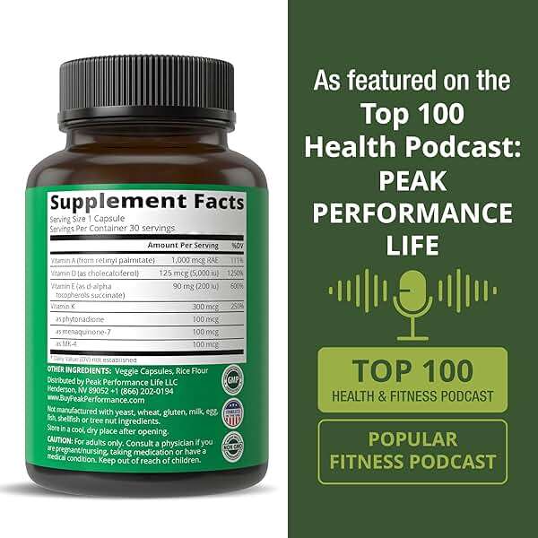 Peak Performance Vitamins D 5,000 iu + A + K + E All in 1 Easy to Swallow Vegan Capsule. ADK Vitamin Supplement with E D3 K2. Essential Vitamins for Mood, Immune, Bone, Vision, Heart - Image 6
