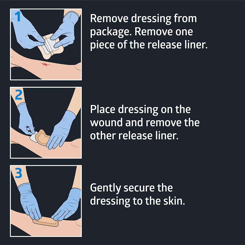 Medline Optifoam Gentle EX Silicone-Faced Adhesive Foam Dressings, 4” x 4”, 3 Count - Image 7