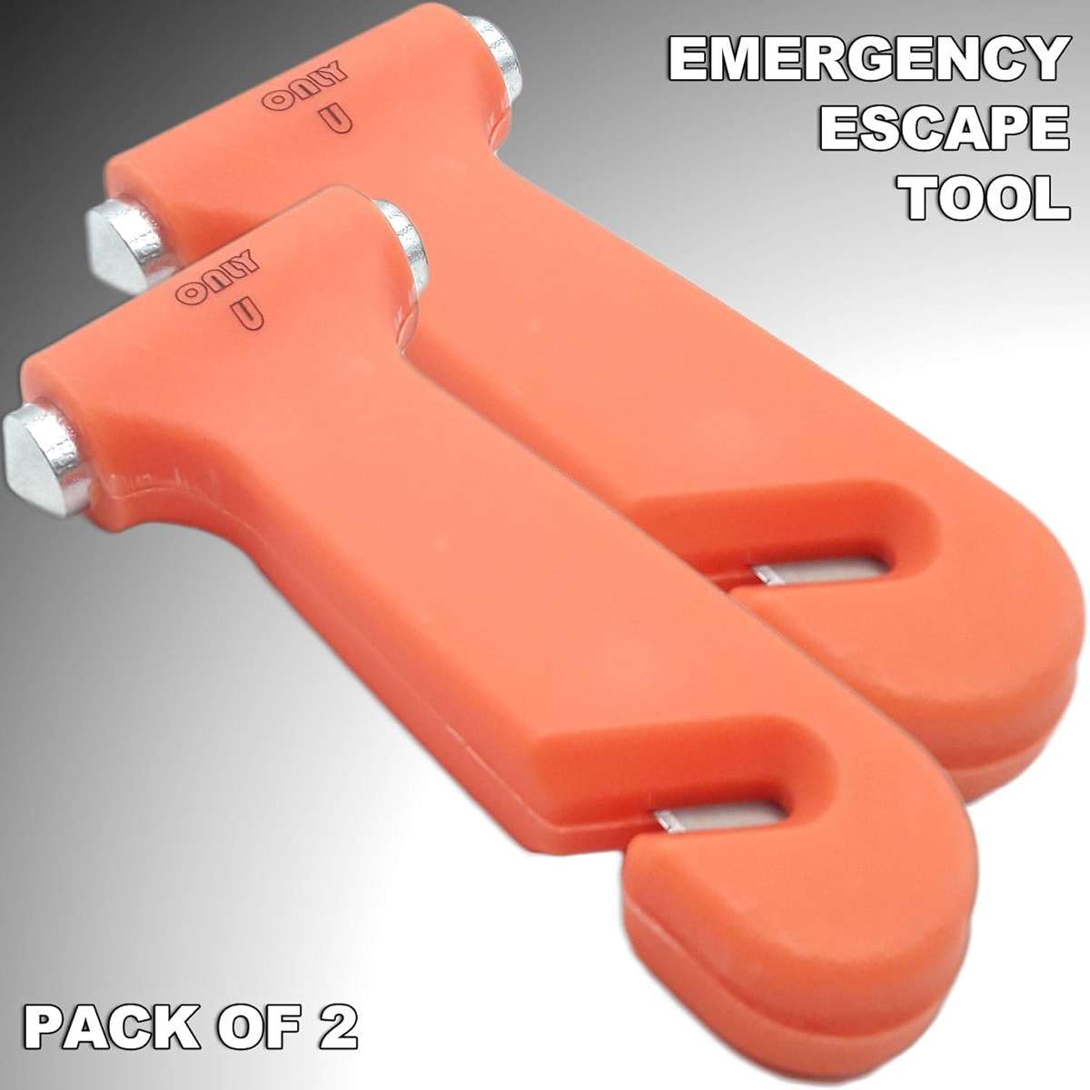 only U 2-Pack Car Safety Hammer Escape Tool Window Breaker Seat Belt Cutter Hammer, Automotive Accessories, Safety Essentials for Travel Survival & Car Accidents, Orange Emergency Tool - Image 6