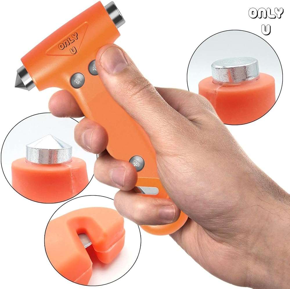 only U 2-Pack Car Safety Hammer Escape Tool Window Breaker Seat Belt Cutter Hammer, Automotive Accessories, Safety Essentials for Travel Survival & Car Accidents, Orange Emergency Tool - Image 7