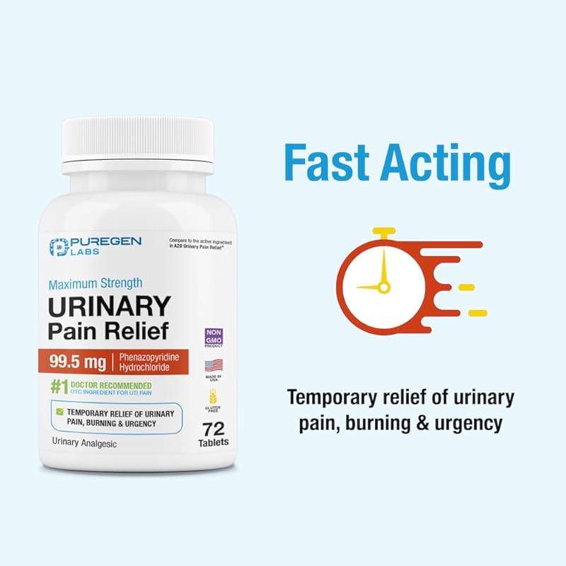 Puregen Labs Urinary Pain Relief | Phenazopyridine HCl 99.5mg Tablets | Maximum Strength OTC for Fast Relief of UTI Pain, Burning and Bladder discomfort – 72 Count Tablets - Image 6