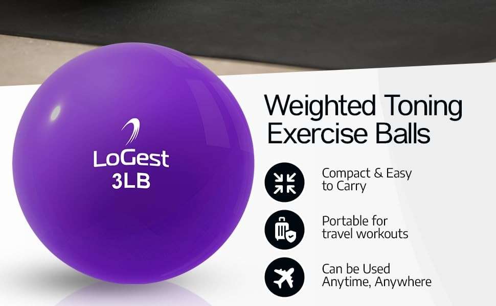Logest Weighted Toning Exercise Balls Pair - Round Shape Medicine Ball - 1LB 2LB 3LB 4LB 5LB 6LB Available - Toning Muscle for Men & Women - Image 3