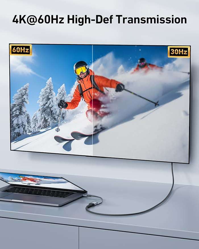 acer USB-C to HDMI Adapter 4K@60Hz, (High Speed, Thunderbolt 3/4) Type C to HDMI Converter Compatible with MacBook Pro/Air, iPhone 17 16 15 Pro/Max, iPad Pro/Air, Surface, Dell XPS, Chromebook, etc - Image 2