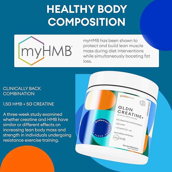 GoldenRoot GLDN Creatine HMB - Creatine Monohydrate with HMB for sustained Muscle Support and Recovery with Vitamin D3 and K2 for Bone and Joint Health - Unflavored - 30 Servings (1) - Image 4