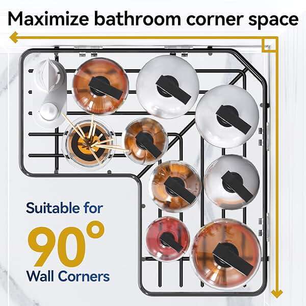YASONIC Shower Caddy Corner, 3-Pack Adhesive Rustproof Stainless Steel Shower Shelves with Soap Holder, No Drilling Shower Organizer Corner for Dorm, Renters Bathroom, Black - Image 6