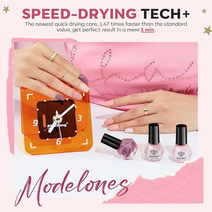 modelones Nail Polish Set 12 Colors Nude Pink Quick Dry Mini Nail Lacquer Kit, Neutral Shimmer White Glitter Finger Toe Nail Polish Bulk Manicure DIY Nail Art Salon Travel Home Gift for Women Girls - Image 5