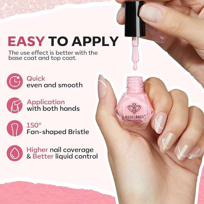 modelones Nail Polish Set 12 Colors Nude Pink Quick Dry Mini Nail Lacquer Kit, Neutral Shimmer White Glitter Finger Toe Nail Polish Bulk Manicure DIY Nail Art Salon Travel Home Gift for Women Girls - Image 6