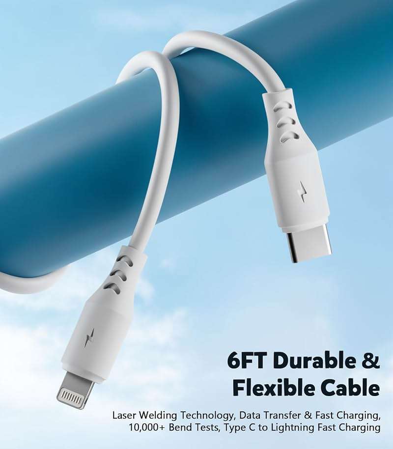 Phone Charger Fast Charging, 2 Pack 20W PD USB C Wall Fast Charger Block with 6FT Type C to Lightning Cable, Fast Charging Cable Compatible for Phone 14/13/12/11/Pro/Pro Max/Mini/XS/X - Image 3