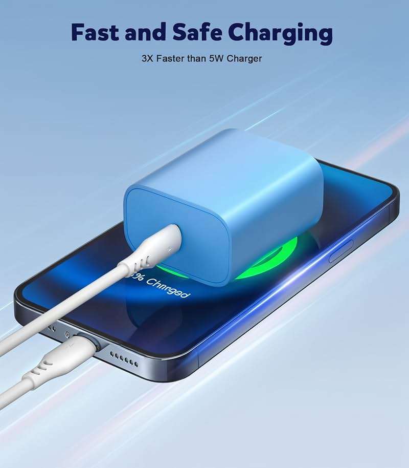 Phone Charger Fast Charging, 2 Pack 20W PD USB C Wall Fast Charger Block with 6FT Type C to Lightning Cable, Fast Charging Cable Compatible for Phone 14/13/12/11/Pro/Pro Max/Mini/XS/X - Image 4
