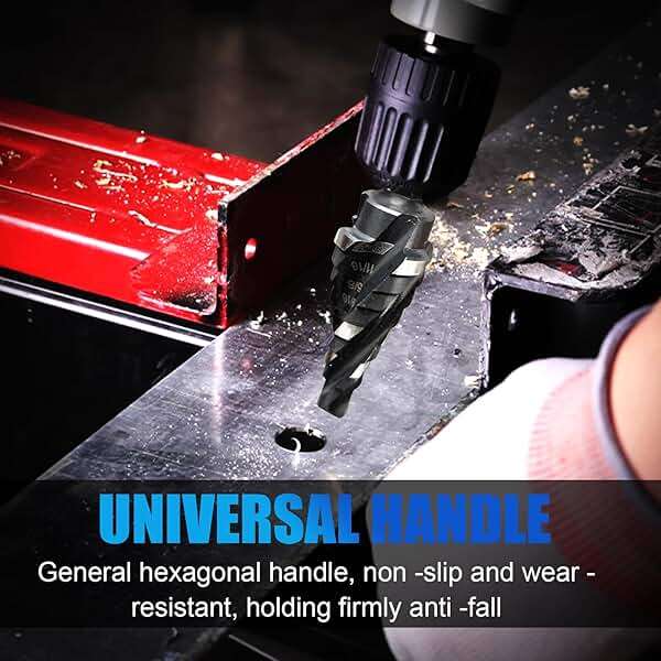Four Spiral Flute M35 Step Drill Bit Set 1/8"-1"(9 Sizes), 3/8" Shank for Metal Step Drill bit, Impact Resistant Cobalt Step Drill Bit, for Stainless Steel, Wood, Aluminum, Plastic - Image 7
