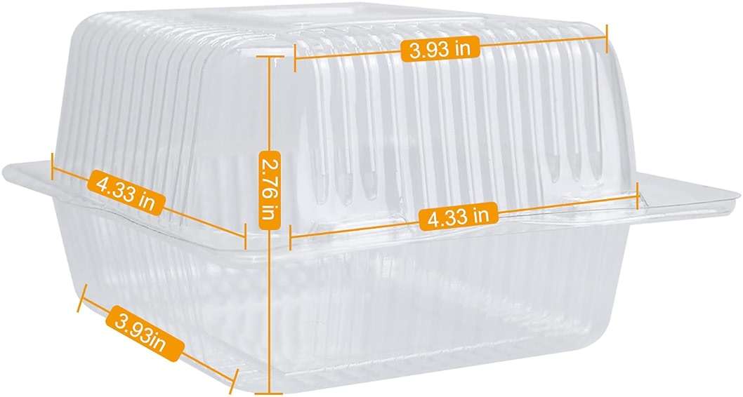 AHKUNMT Cake Slice Containers,25PC Square Plastic Hinged Food Container Individual Clamshell Food Containers Disposable Plastic To Go Containers Takeout Tray for Salads (25) - Image 3