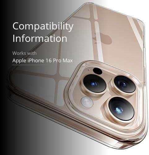 CASEKOO for iPhone 16 Pro Max Case Crystal Clear, [Never Yellow Technology] [12FT Military-Grade Protection] Slim Thin Transparent Cover for iPhone 16 ProMax Phone Case 6.9 inch, Clear - Image 3