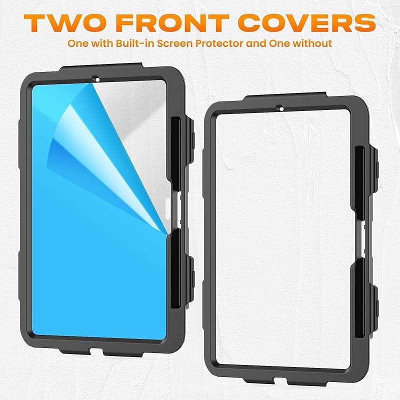 SEYMAC stock Case for iPad Pro 11-inch M5-M4 2025-2024, Shockproof Heavy Duty Case with Screen Protector, Pencil Holder, Rotating Stand, Hand Strap, Shoulder Strap, Black - Image 8