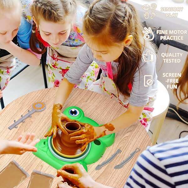 Aujazyble Pottery Wheel for Kids - Complete Pottery Painting Kit Arts and Crafts for Kids Ages 8-12 with 3 Pack Air Dry Clay Art Supplies Toys for Girls Boy Birthday Gift for 6 7 8 9 10 11 12+ - Image 5