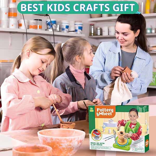 Aujazyble Pottery Wheel for Kids - Complete Pottery Painting Kit Arts and Crafts for Kids Ages 8-12 with 3 Pack Air Dry Clay Art Supplies Toys for Girls Boy Birthday Gift for 6 7 8 9 10 11 12+ - Image 7