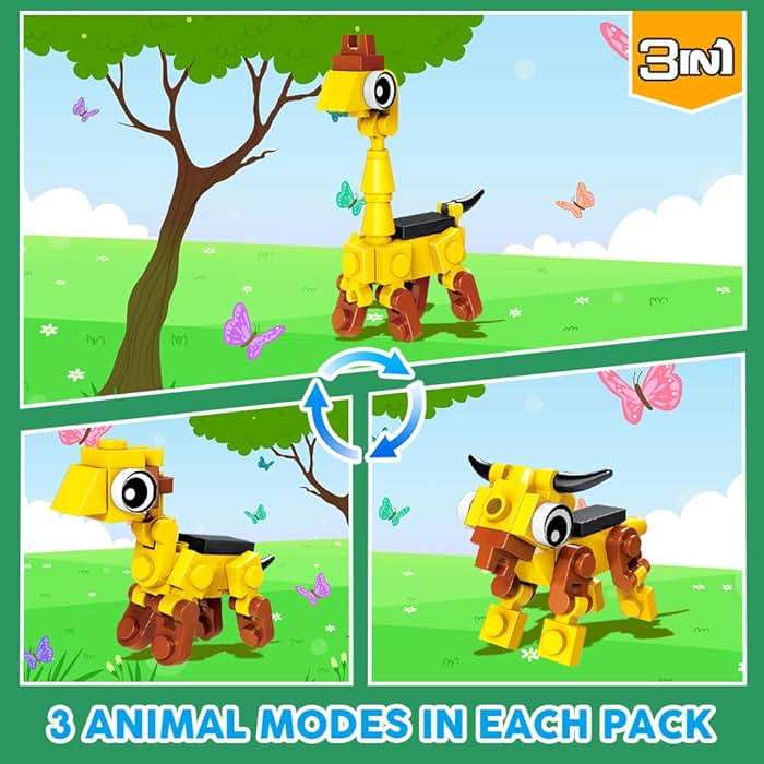 INSOON 30 Animals Pack Party Favors for Kids, 750 PCS Animals Building Block Toy for Goodie Bag Stuffers Classroom Student Prizes Mothers Day Children's Day Birthday Gifts for Boys Girls Ages 6+ - Image 6