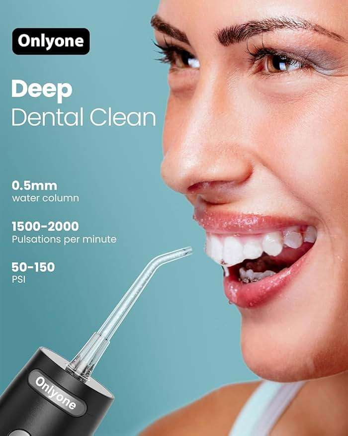 Onlyone Rechargeable Cordless Water Flosser with Adjustable Water Pressure for Daily Oral Care, Power Dental Flosser for Home and Travel Use, Portable Oral Irrigator for Sensitive Gums and Braces Care - Image 2