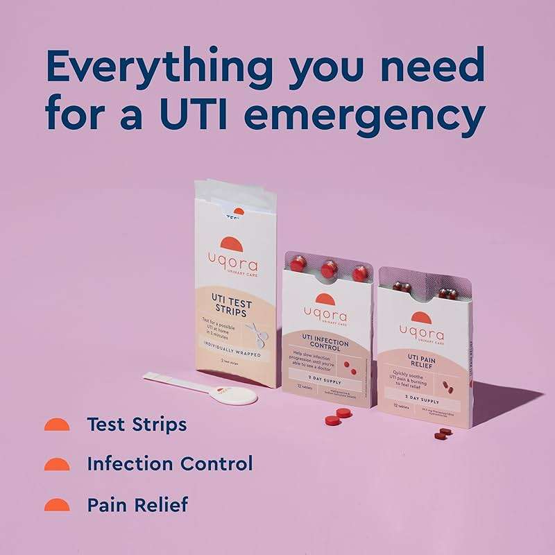 Uqora UTI Emergency Kit - Comes with 2 Urinary Tract Infection Test Strips, 12 UTI Pain Relief Tablets & 12 Infection Control Tablets - Urinary Tract Support - Maximum Strength - Image 4