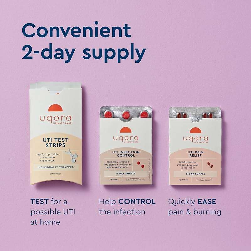 Uqora UTI Emergency Kit - Comes with 2 Urinary Tract Infection Test Strips, 12 UTI Pain Relief Tablets & 12 Infection Control Tablets - Urinary Tract Support - Maximum Strength - Image 5