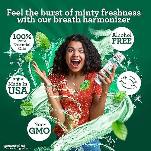 GuruNanda Dual Barrel Breath Harmonizer Mouthwash - Freshens Breath - Alcohol & Fluoride Free with Sodium Chlorite & Essential Oils - Wild Mint Flavor, 20 Fl Oz - Image 7