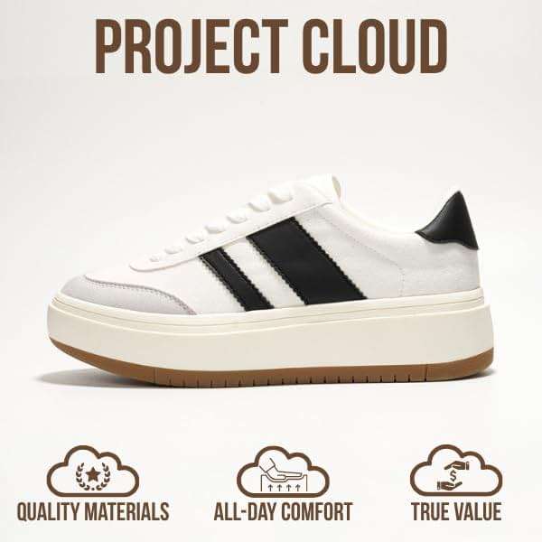 Project Cloud Platform Sneakers for Women - Lightweight Memory Foam Insole Womens Sneakers - Non-Slip Fashion Sneakers for Women Footwear - Women's Fashion Platform Shoes (Nita) - Image 3
